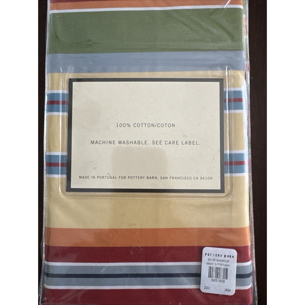 Pottery Barn Belize Stripe EURO Pillow Sham Cover New Vintage Multicolor Summer - Picture 2 of 3